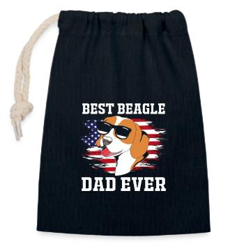 Beagle Papa - Verschließbarer Geschenkbeutel aus Baumwolle (14x20cm) - Navy - Vorne