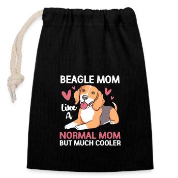 Beagle Maman Maman Chien Maman - Sac cadeau en coton avec cordon (14 x 20 cm) - noir - Devant