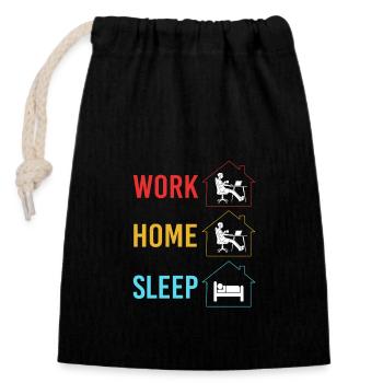 Remote home office - Closable cotton gift bag (14x20cm) - black - Front