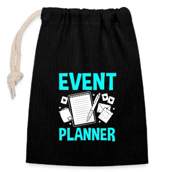 Event Planner - Closable cotton gift bag (14x20cm) - black - Front
