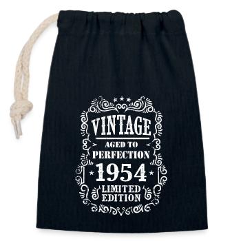 Né en 1954 anniversaire 70 ans - Sac cadeau en coton avec cordon (14 x 20 cm) - bleu marine - Devant