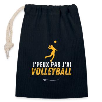 I can't volleyball - volleyball - Closable cotton gift bag (14x20cm) - navy - Front