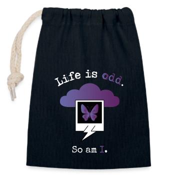 Life is odd. So am I. - Closable cotton gift bag (14x20cm) - navy - Front