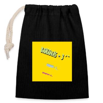BaNänAs fois trois - Sac cadeau en coton avec cordon (14 x 20 cm) - noir - Devant
