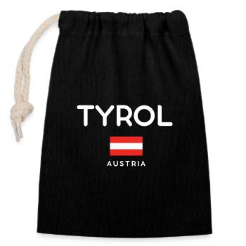 Tyrol Autriche Autriche drapeau - Sac cadeau en coton avec cordon (14 x 20 cm) - noir - Devant