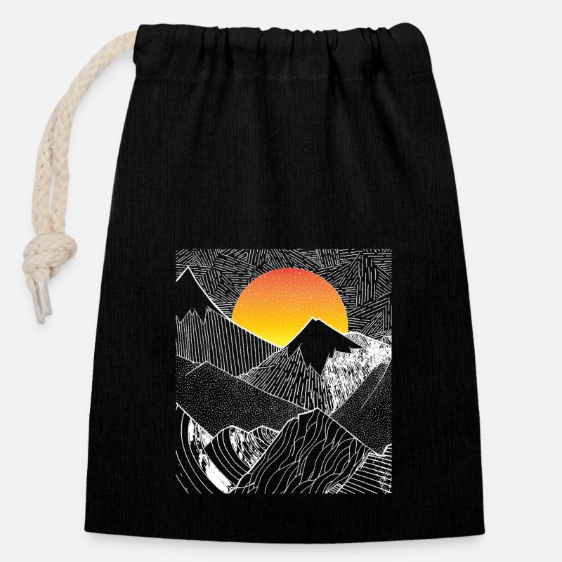 Mountain - Closable cotton gift bag (14x20cm) - black