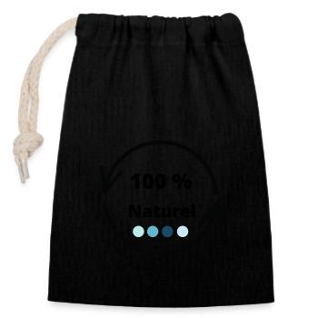 Sticker 100 % natural - Sac cadeau en coton avec cordon (14 x 20 cm) - noir - Devant