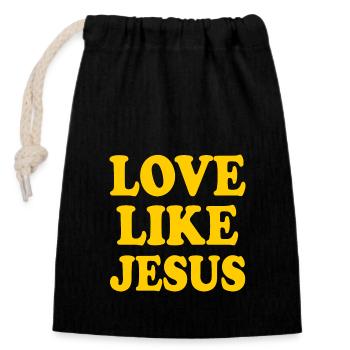 Love like jesus - Verschließbarer Geschenkbeutel aus Baumwolle (14x20cm) - Schwarz - Vorne