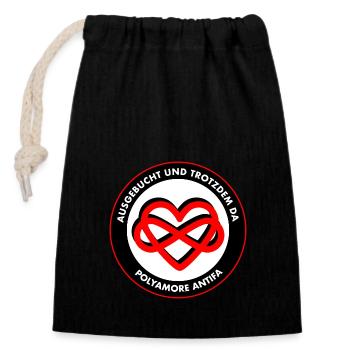 Polyamorous Antifa: Fully booked and still there! - Closable cotton gift bag (14x20cm) - black - Front