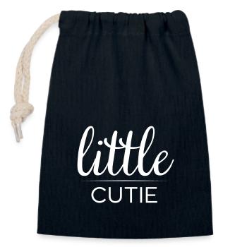 little cutie, little cute kids - Closable cotton gift bag (14x20cm) - navy - Front