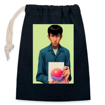 Bubble Gum Art Image - Selfie Artwork sur LSD - Sac cadeau en coton avec cordon (14 x 20 cm) - bleu marine - Devant