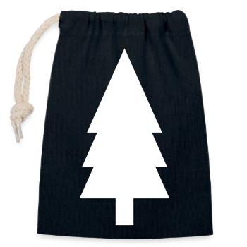 Silhouette de sapin - Sac cadeau en coton avec cordon (14 x 20 cm) - bleu marine - Devant
