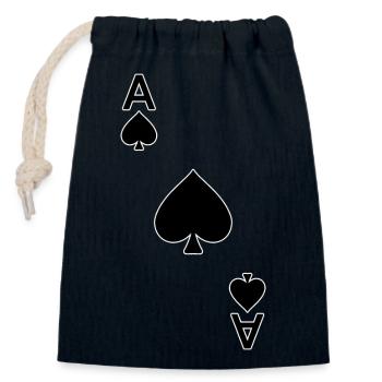 Spielkarte Pik Ass - Verschließbarer Geschenkbeutel aus Baumwolle (14x20cm) - Navy - Vorne