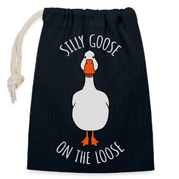 goose on the loose - Verschließbarer Geschenkbeutel aus Baumwolle (14x20cm) - Navy - Vorne