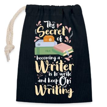 Writer Hobby Reading - Closable cotton gift bag (14x20cm) - navy - Front