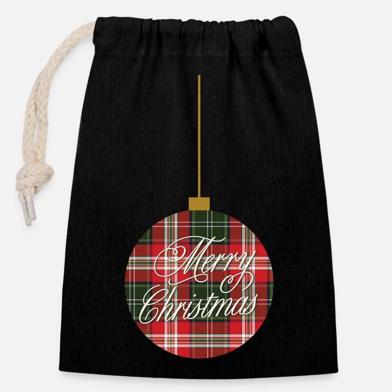 Christmas - Christmas Gift - Closable cotton gift bag (14x20cm) - black