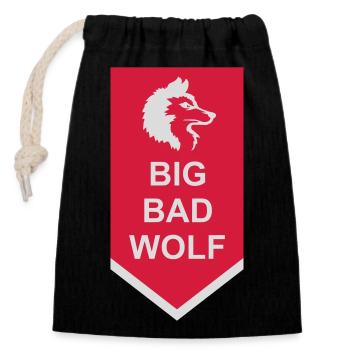 big bad wolf quote - Closable cotton gift bag (14x20cm) - black - Front