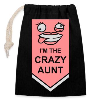 à The Crazy Aunt - Sac cadeau en coton avec cordon (14 x 20 cm) - noir - Devant