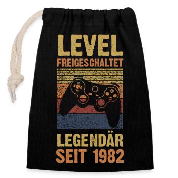 41 Jahre Geburtstag Jahrgang 1982 - Verschließbarer Geschenkbeutel aus Baumwolle (14x20cm) - Schwarz - Vorne