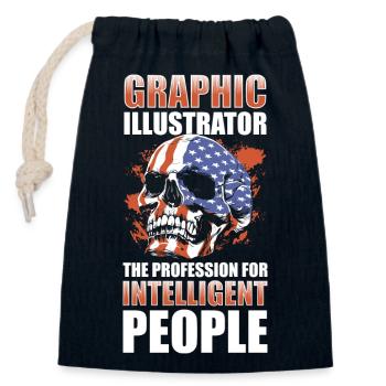 Illustrator Zeichner Grafiker Künstlerin - Verschließbarer Geschenkbeutel aus Baumwolle (14x20cm) - Navy - Vorne