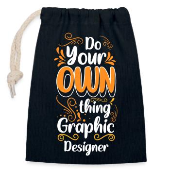Designer - Closable cotton gift bag (14x20cm) - navy - Front