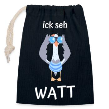 ick seh watt Möwe Fernglas - Verschließbarer Geschenkbeutel aus Baumwolle (14x20cm) - Navy - Vorne