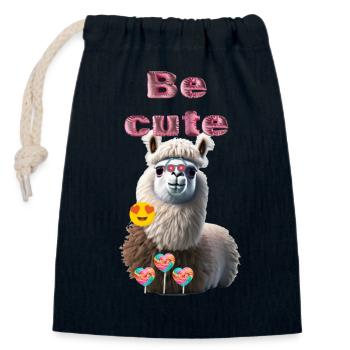 Soyez mignon - Sac cadeau en coton avec cordon (14 x 20 cm) - bleu marine - Devant