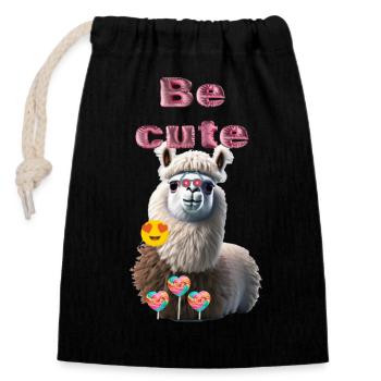 Soyez mignon - Sac cadeau en coton avec cordon (14 x 20 cm) - noir - Devant