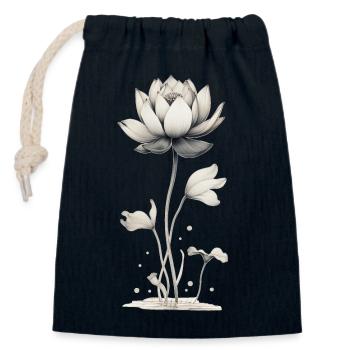 Lotus Blossom Water Lily - Closable cotton gift bag (14x20cm) - navy - Front