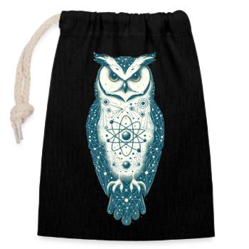 Owl in Space | Universe in the Owl - Closable cotton gift bag (14x20cm) - black - Front