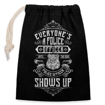 Police Law Crime Handcuffs - Closable cotton gift bag (14x20cm) - black - Front