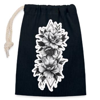 Bouquet de fleurs en forme tribale et tatouage - Sac cadeau en coton avec cordon (14 x 20 cm) - bleu marine - Devant