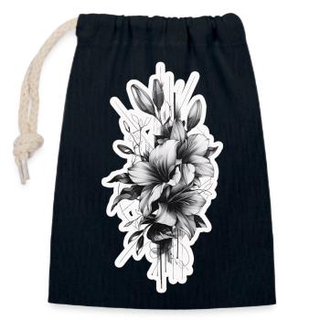 Beautiful tribal-shaped flower arrangement - Closable cotton gift bag (14x20cm) - navy - Front