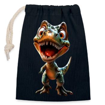 T-Rex Dino #lovely toons - Sac cadeau en coton avec cordon (14 x 20 cm) - bleu marine - Devant