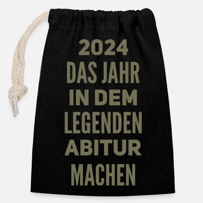 ABI Abitur - Closable cotton gift bag (14x20cm) - black