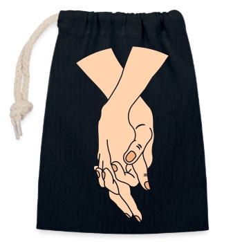 hands couple - Closable cotton gift bag (14x20cm) - navy - Front