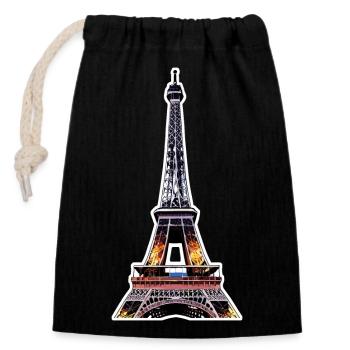 Eiffel tower #19 - Closable cotton gift bag (14x20cm) - black - Front