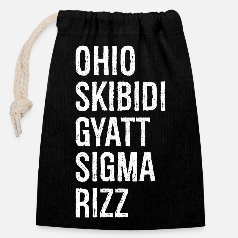 Ohio Skibidi Gyatt Sigma Rizz - Closable cotton gift bag (14x20cm) - black