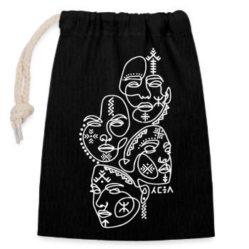 VISAGE TATOUAGE AMAZIGH ET AVEC DES BIJOUX KABYLE - Sac cadeau en coton avec cordon (14 x 20 cm) - noir - Devant
