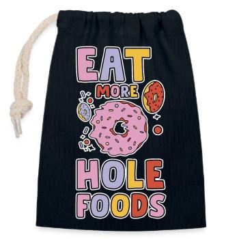 Eat More Hole Foods - Verschließbarer Geschenkbeutel aus Baumwolle (14x20cm) - Navy - Vorne