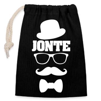 JONTE - Sac cadeau en coton avec cordon (14 x 20 cm) - noir - Devant