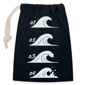Minimalist Waves Illustration Sea - Closable cotton gift bag (14x20cm) - navy - Front