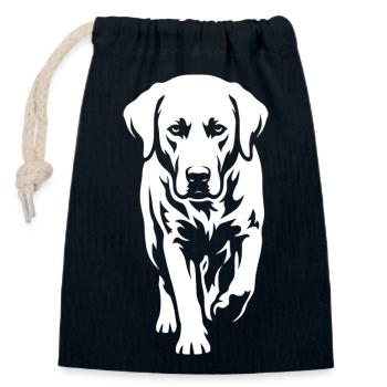Labrador – Timeless elegance - Closable cotton gift bag (14x20cm) - navy - Front