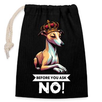 Before You Ask Whippet Windhund Whippets Windhunde - Verschließbarer Geschenkbeutel aus Baumwolle (14x20cm) - Schwarz - Vorne