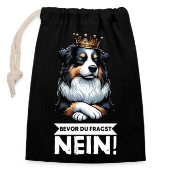 Before you ask: Australian Shepherd Aussie Aussie - Closable cotton gift bag (14x20cm) - black - Front