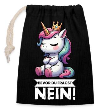 Avant que vous ne demandiez, pas de licorne licornes fan de licorne - Sac cadeau en coton avec cordon (14 x 20 cm) - noir - Devant