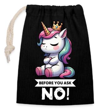 Avant que vous ne demandiez, pas de licorne licorne fan de licorne - Sac cadeau en coton avec cordon (14 x 20 cm) - noir - Devant