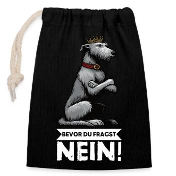 Bevor Du Fragst Nein Irischer Wolfshund Wolfshund  - Verschließbarer Geschenkbeutel aus Baumwolle (14x20cm) - Schwarz - Vorne