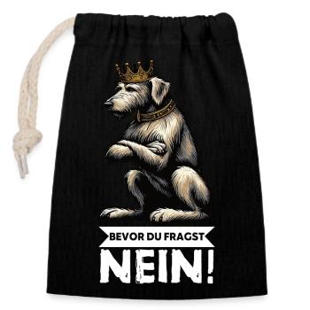 Bevor Du Fragst Nein Irischer Wolfshund Wolfshund  - Verschließbarer Geschenkbeutel aus Baumwolle (14x20cm) - Schwarz - Vorne