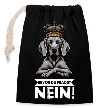 Avant que vous ne demandiez : pas de propriétaire de Weimaraner Weimaraner - Sac cadeau en coton avec cordon (14 x 20 cm) - noir - Devant